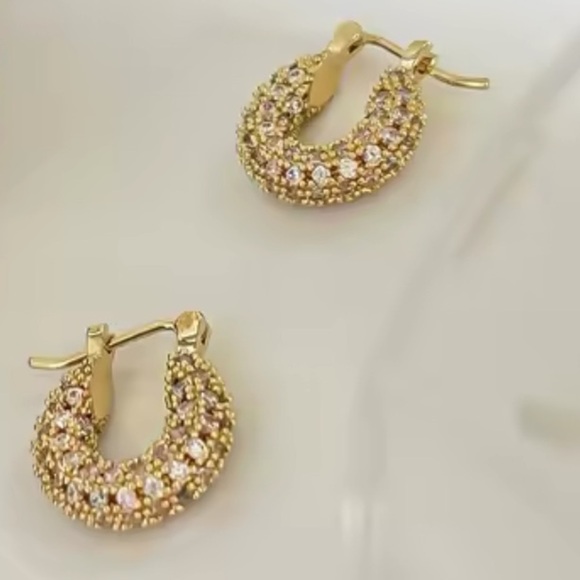 Baby Hoop Crystal Gold Earrings - Picture 2 of 5